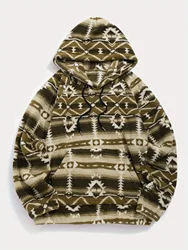 Women's Aztec national printing ultra-fine Austrian fleece hooded fashion sweater