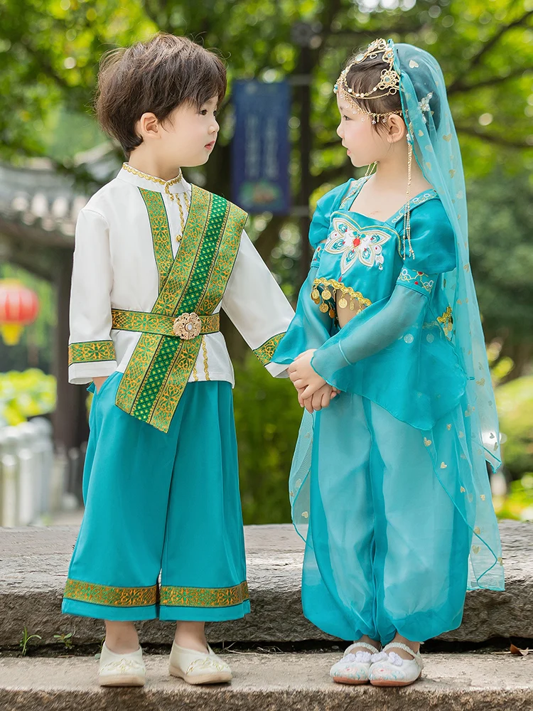 Ethnische Minderheit Kleidung Kindergarten Hanfu exotischen Stil Jasmin Prinzessin Thai Performance Kleid Jungen Dai Kleidung Frühling