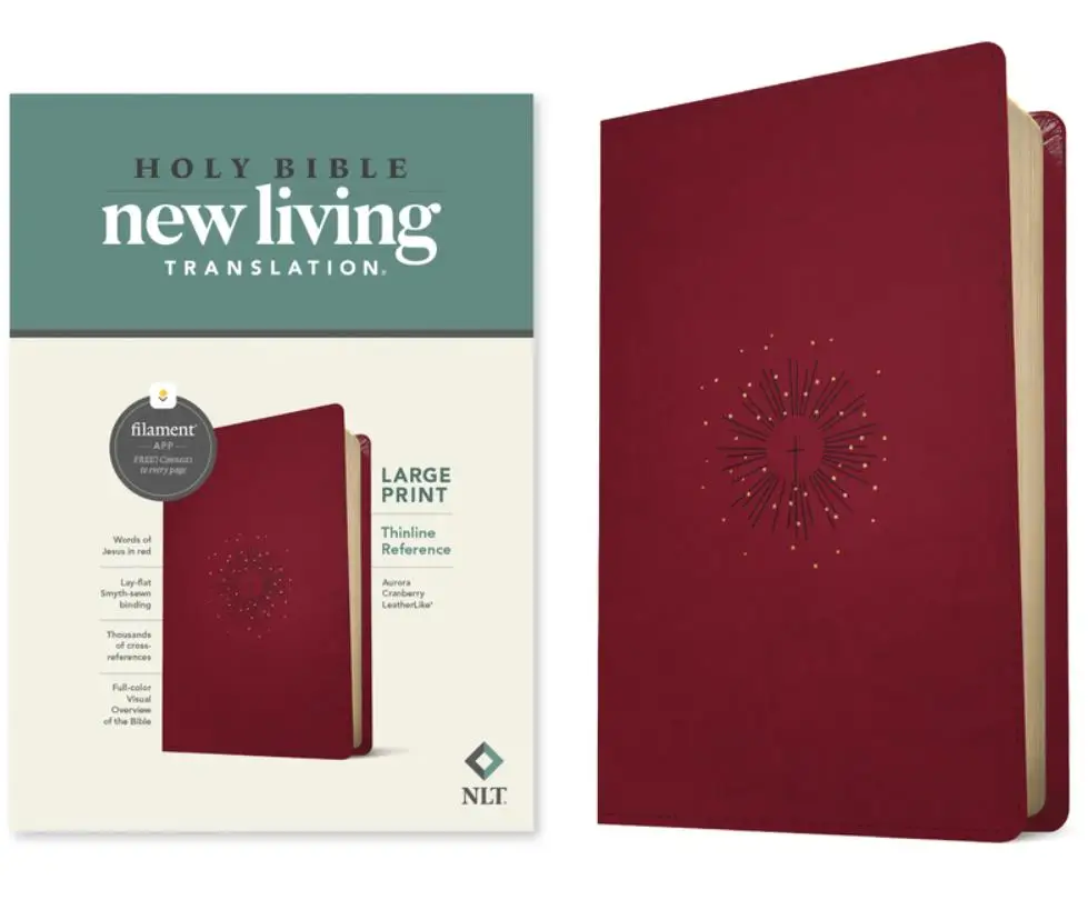 NLT Large Print Thinline Reference Bible - Filament Edition, Red Letter, Leatherlike Berry Cover