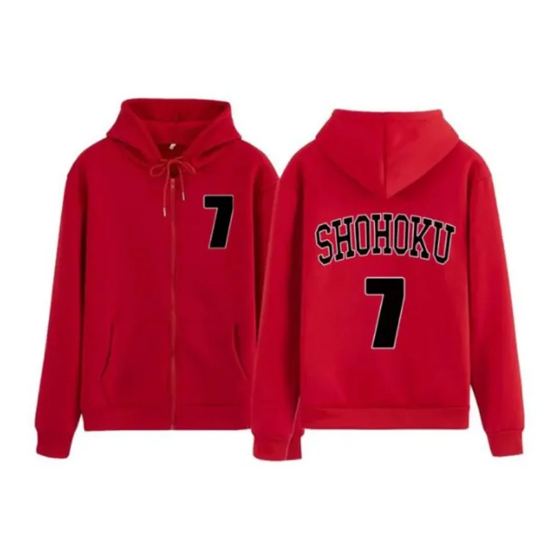 2025 ♥ Sudadera con capucha de Anime japonés nuevos Slam Dunk con cremallera para hombre y mujer, sudadera gráfica Sakuragi Hanamichi, chaqueta con capucha y cremallera para Cosplay ☆ ★