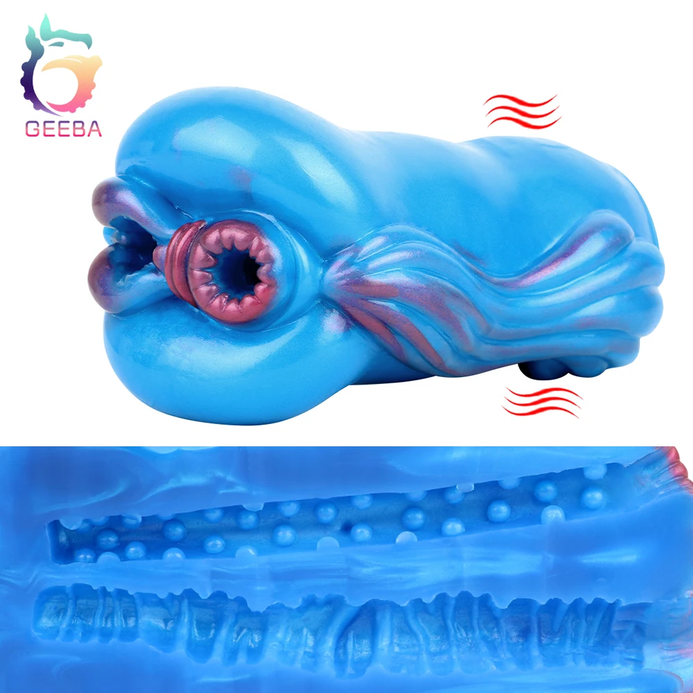 GEEBA Animal Horse-Male Masturbator With Vibration Vibrating Silicone Male Prostate Massager Realistic Vagina Pocket Pussy Toys