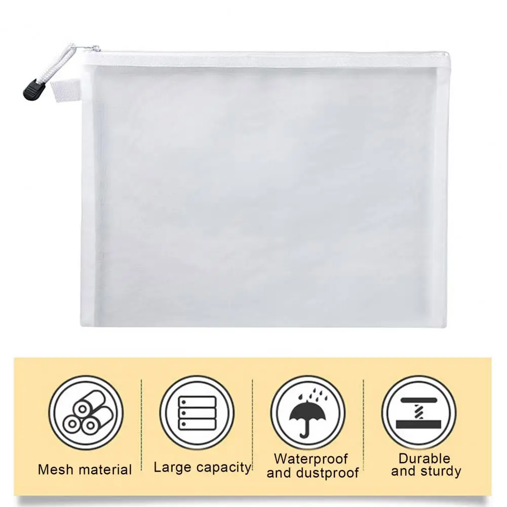 Visible Document Pouch Lightweight File Organizer Capacity Portable File Holder with Zipper for A4 Documents for Office
