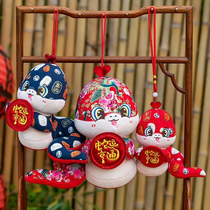 2025 New Year Snake Year Mascot Plush Doll Cartoon Lucky Zodiac Snake Plush Toys Chinese New Year Decoration Gifts