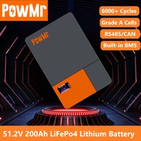 PowMr 51.2V 200Ah 10KWh LiFePo4 Battery Pack Built-in BMS CAN RS485 16S Home Rechargeable Battery Solar Storage System EU NO TAX