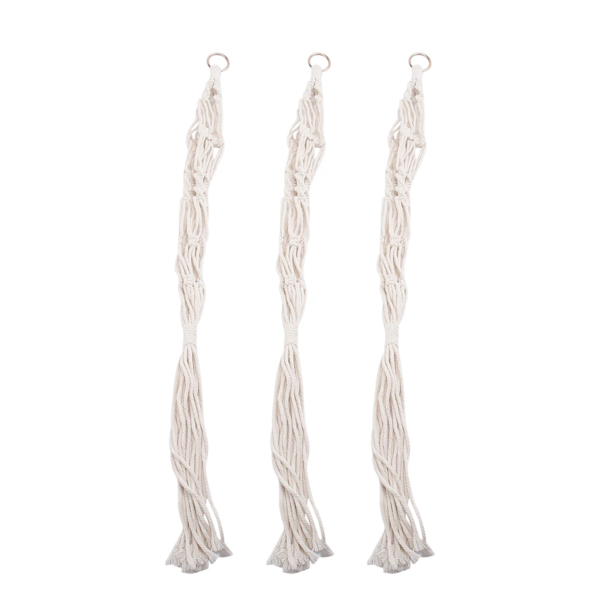 

3pcs Hanging String Hand Knitting Cotton Flowerpot Net Bag Wall Mounted Decor For Store Small Size Space Saving