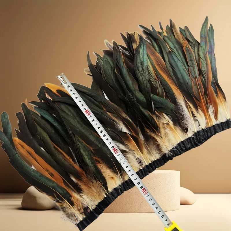 

10Meters Natural color Rooster Tail Feathers Trim 25-30cm Coque Feathers Trimming For Handiwork Crafts Skirt Costumes Plumes