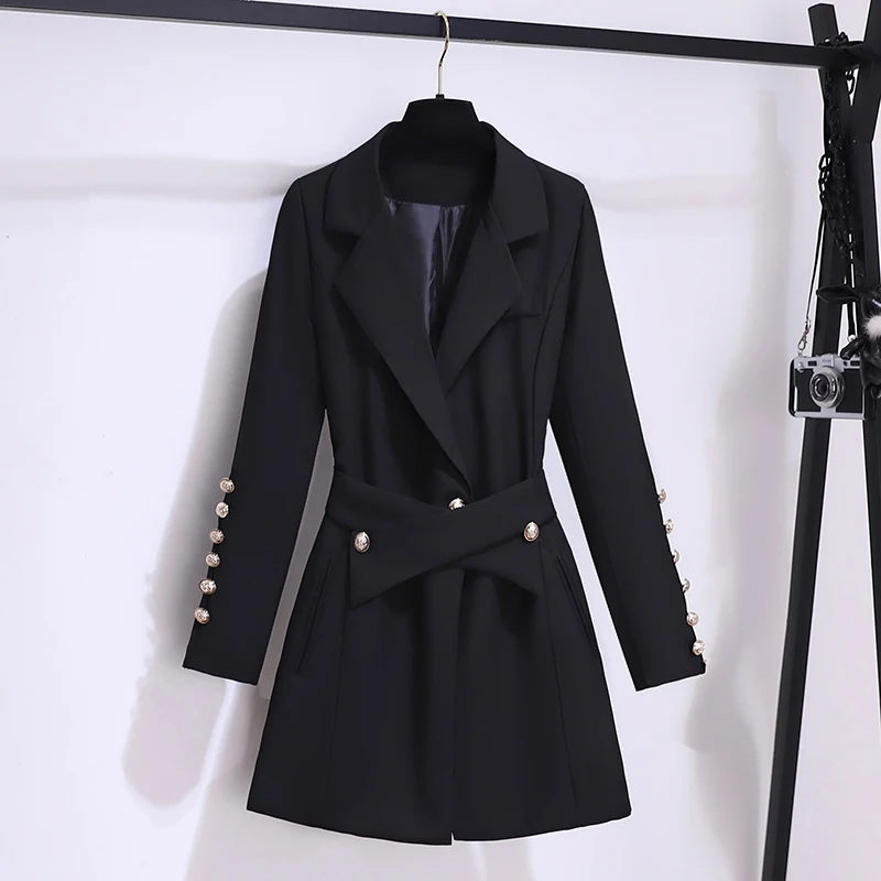 Black Slim Button A Suit Dress Autumn/Winter 2024 New in Coats Temperament Dres Temperament Fashion Slim Women Clothing Coat