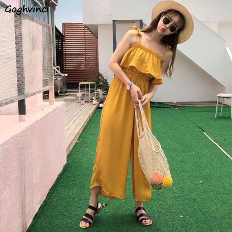 

Jumpsuits Women Ruffles Solid Tender Ladies Trendy Chic Casual Fashion Preppy Sexy Students Holiday Seaside Comfortable Newest