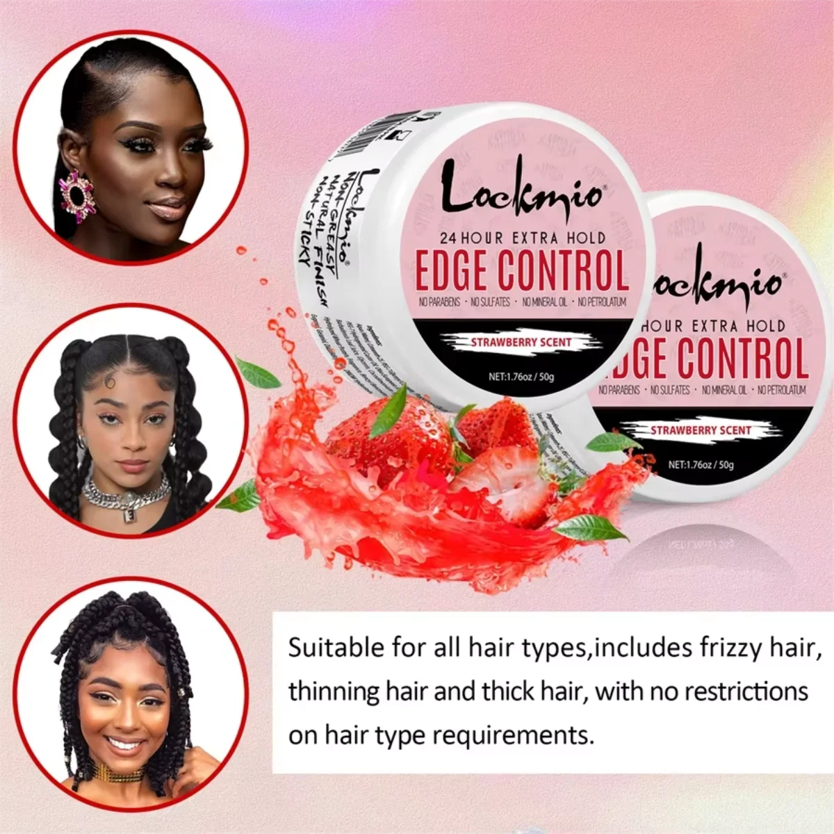 50g Edge Control Gel Set,Women Hairline Gel Anti Break Hair Shape Wax Non-Greasy Hair Styling Cream Anti-Frizz Wax Stick For Wig