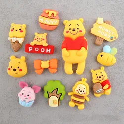 Accesorios de decoración para manualidades, 10 piezas, dibujos animados de Disney, Winnie, oso, abeja, cabujón de resina, álbum de recortes, joyería DIY, horquilla