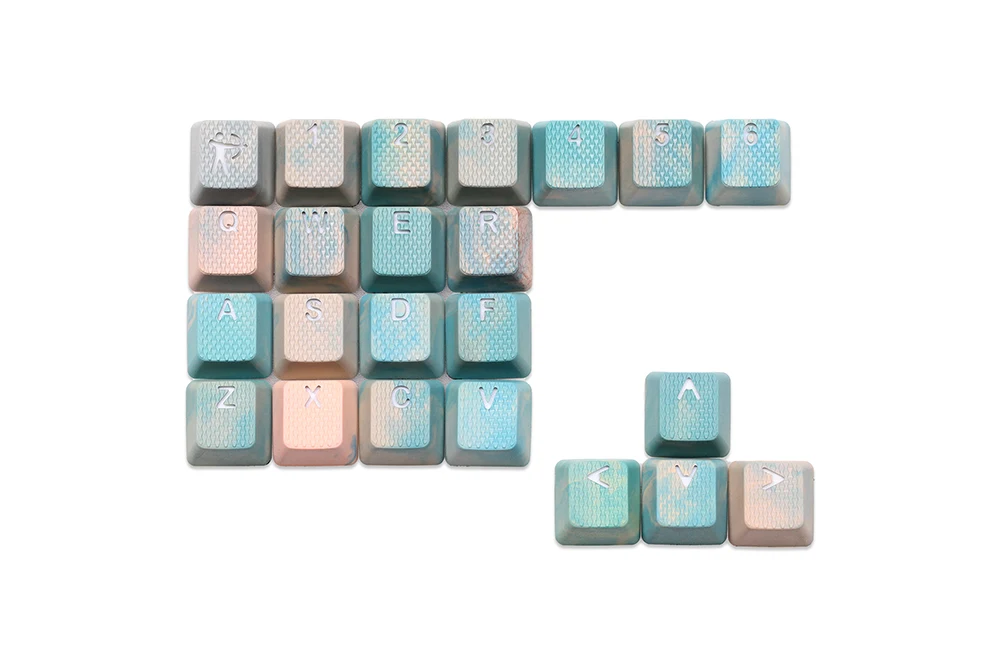 Taihao Gradient Random Rubber Gaming Keycap Set Rubberized Doubleshot Cherry MX OEM Profile Blue Cyan Green