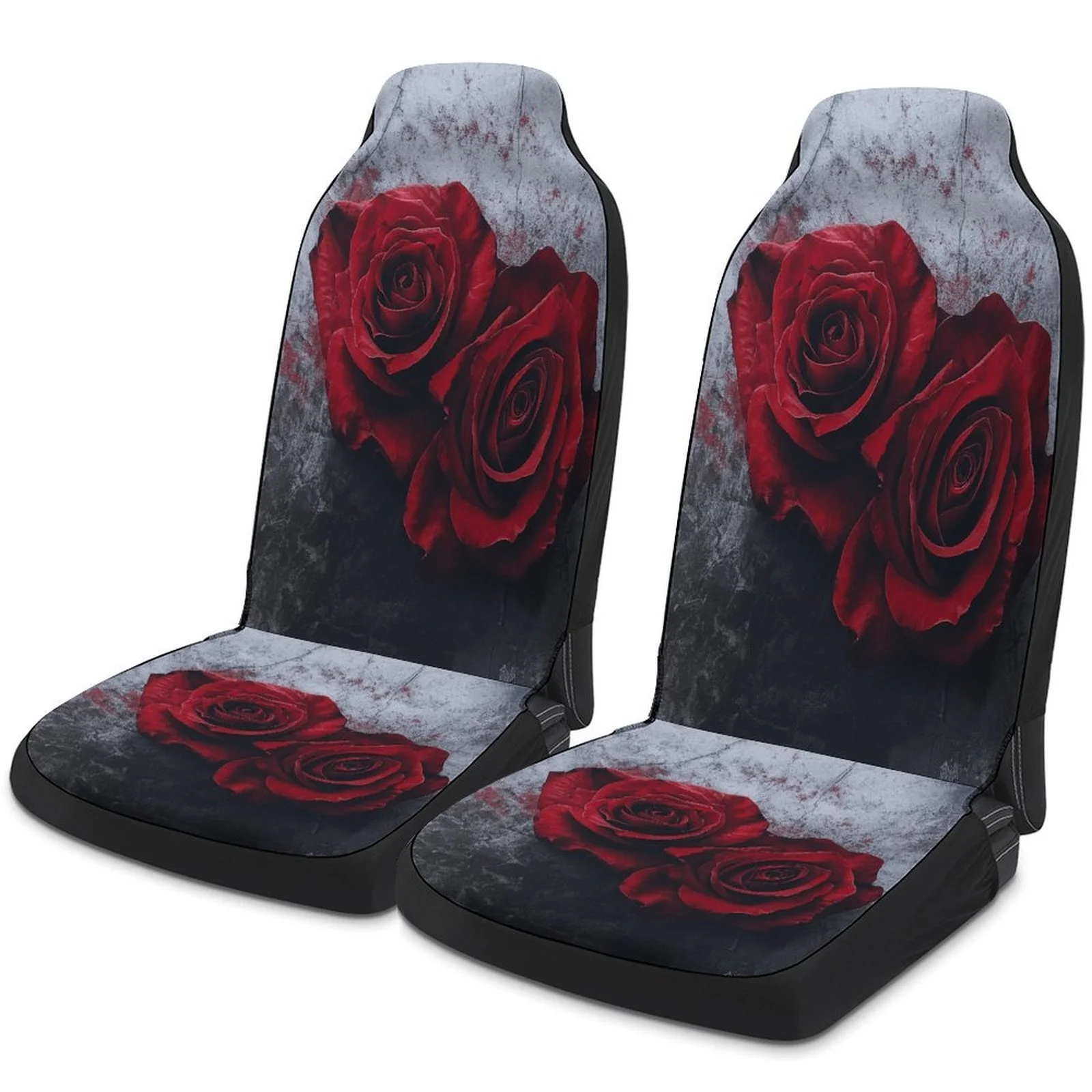 مجموعة غطاء مقعد السيارة المصممة بالورود الحمراء لمعظم السيارات، أغطية حماية مقعد السيارة العصرية عالية الجودة، مجموعة كاملة، عالمية C #6