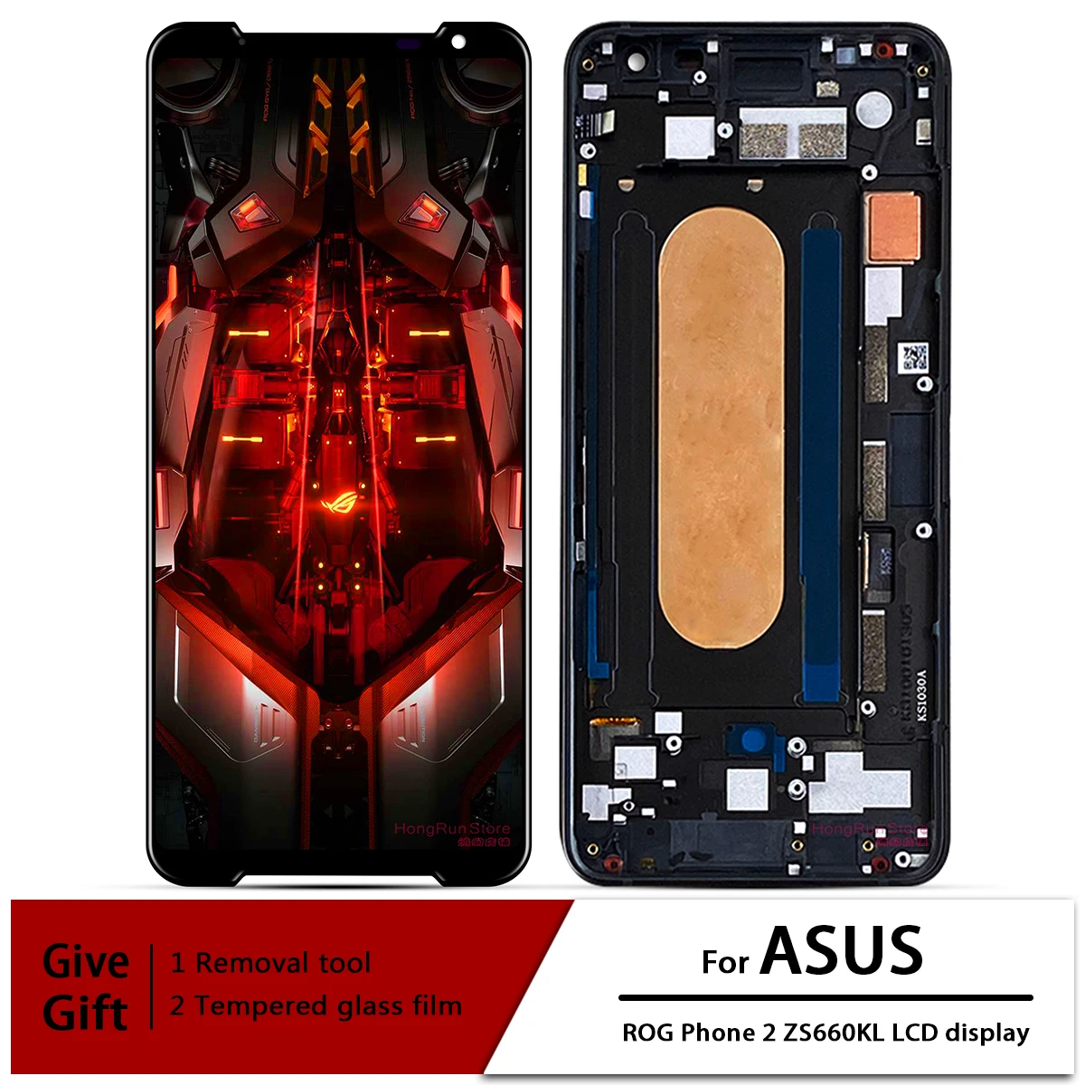 For ASUS  ROG 2 Phone 2  ZS660KL LCD Display Screen +Touch Panel Digitizer Frame