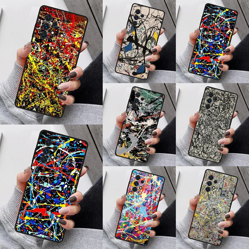 Jackson Pollock Free Form Phone Case For Samsung Galaxy S23 S21 S20 FE S24 S22 Ultra Note20 S10 S9 Plus A40 A52 A12 A13 A53