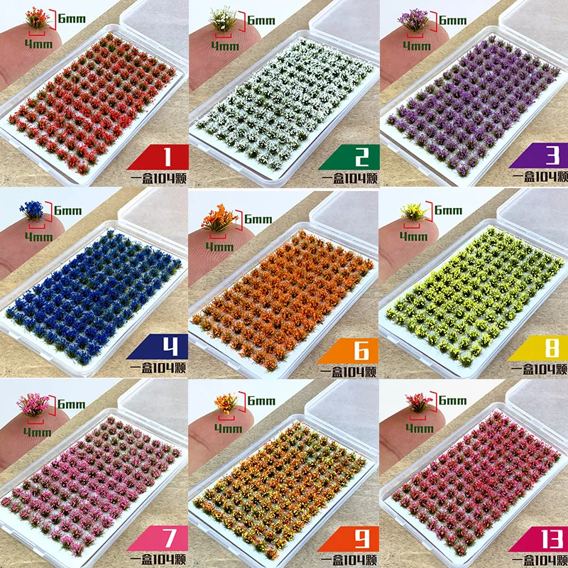 Colorfull Flower Grass Cluster Model Kit for Making Sand Table Building Micro Landscape Materials Diorama Accessories 1box