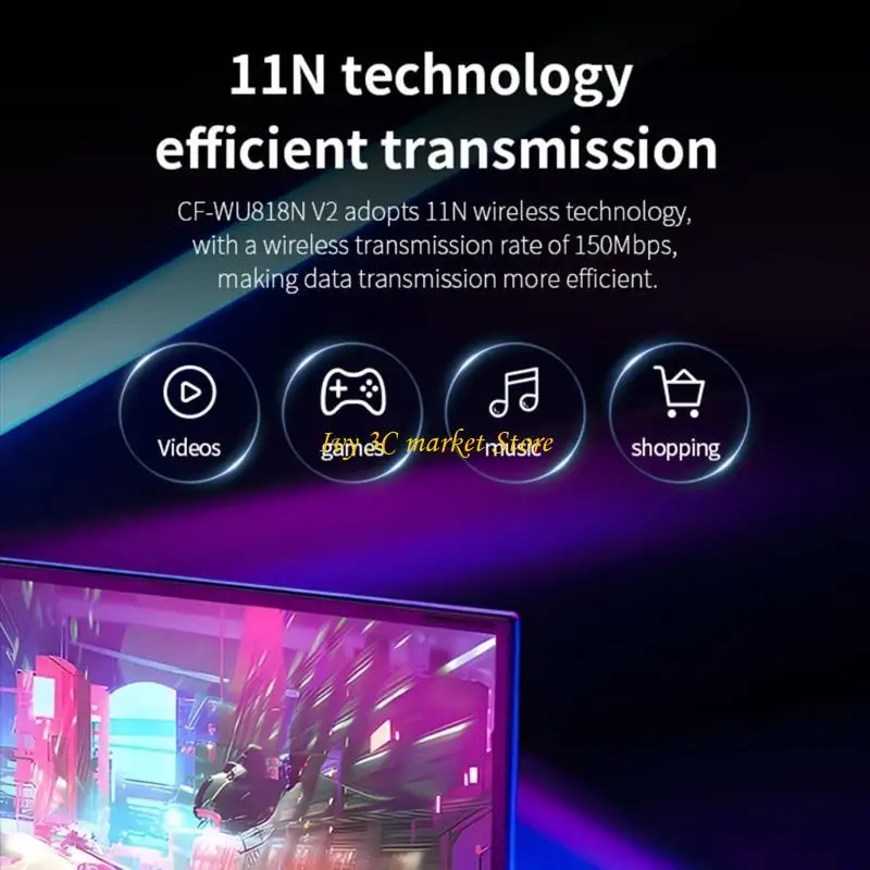 D7YC WU818N USB Wireless Adapter 150Mbps For Seamless Internet Connection