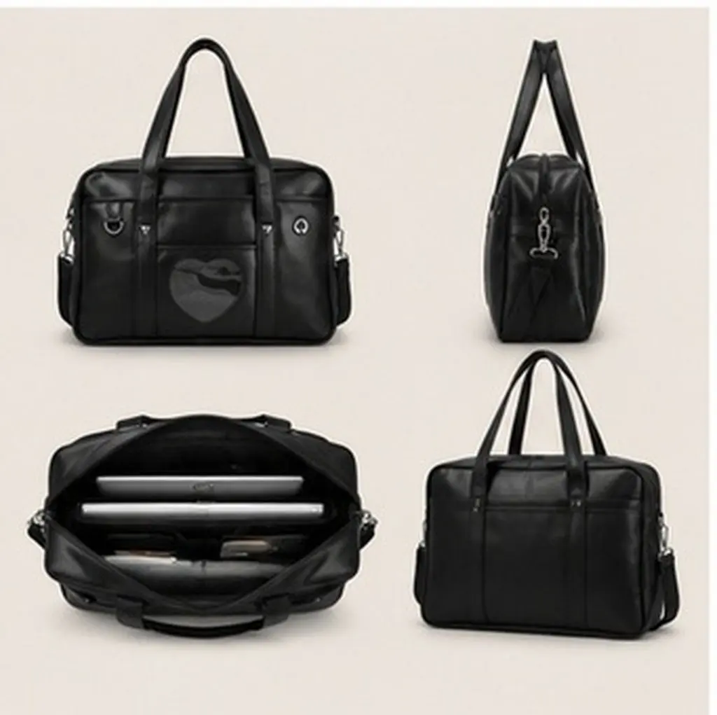 Stylish Waterproof Laptop Carrying Bag Faux Heart Pattern School Handbag Large Capacity Tote for Women Daily Commute