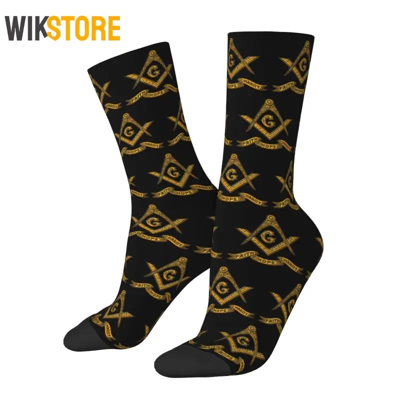 Cool Faith Freemasonry Masonic Socks Men Women Male Freemason Footballs Non-Slip Running Sport Socks