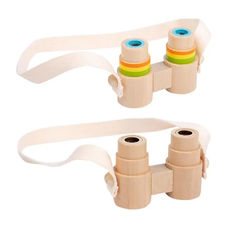 Wooden Folding Binoculars Adjustable Toy Mini Magnifying Outdoor Observer Scientific Science Education Toys For Kids Adults