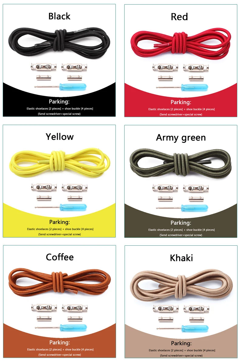 1 Pair No Tie Shoelaces For Sneakers Elastic Shoelace Metal Spring Lock Man And Woman Shoe Accessories Lazy Shoe Laces 100cm