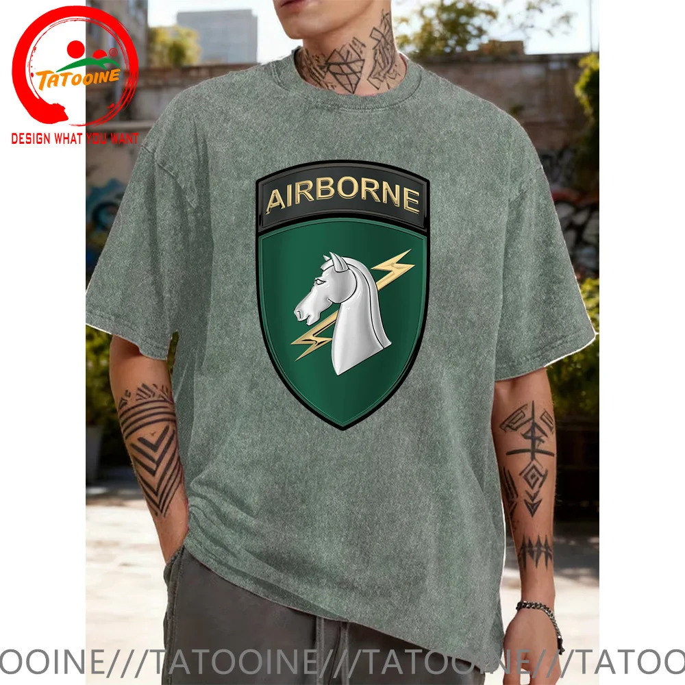 خمر غسلها القطن تي شيرت الجيش الأمريكي المحمولة جوا 1st العمليات الخاصة تي شيرت الموضة العصرية ملابس كاجوال التي شيرت الشارع قميص