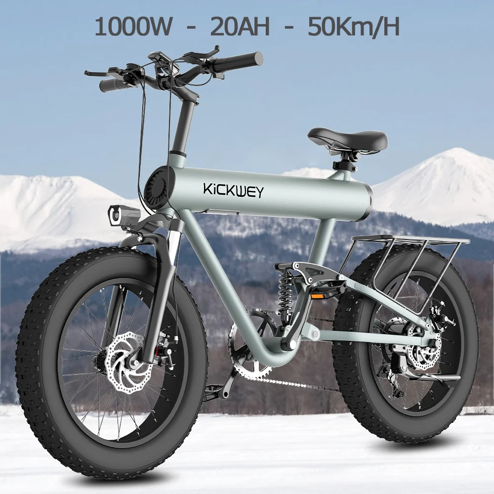 Kickwey Bicicleta Eléctrica K20 Para Adultos, Bici De Montaña Todoterreno Con Neumático Ancho De 1000W  Y 20AH 48V, La Mejor Bic