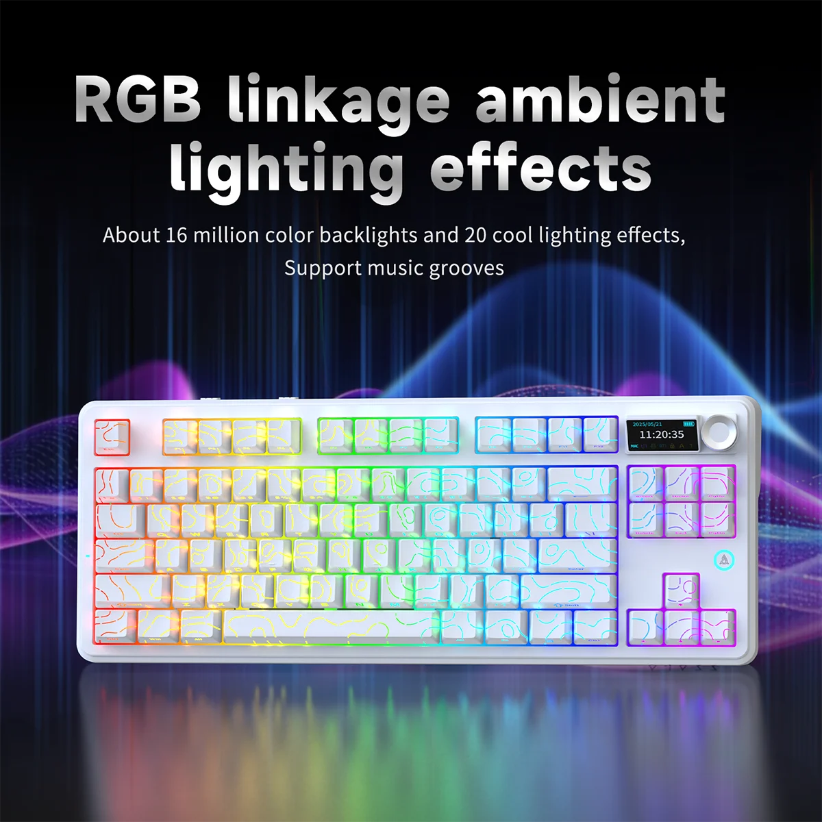 لوحة مفاتيح ميكانيكية جديدة AJAZZ AK870 V2 2.4g BT اتصال لاسلكي ديناميكي RGB مع وحدة عرض TFT مخصصة هدية لوحة المفاتيح #5