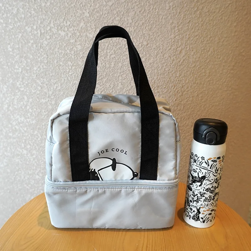 

boy girl Japanese Cartoon Double Thermal Bento Bag Cute Snoopy Layered Picnic Tote Bag children Lunch Box Bag Mommy handbg