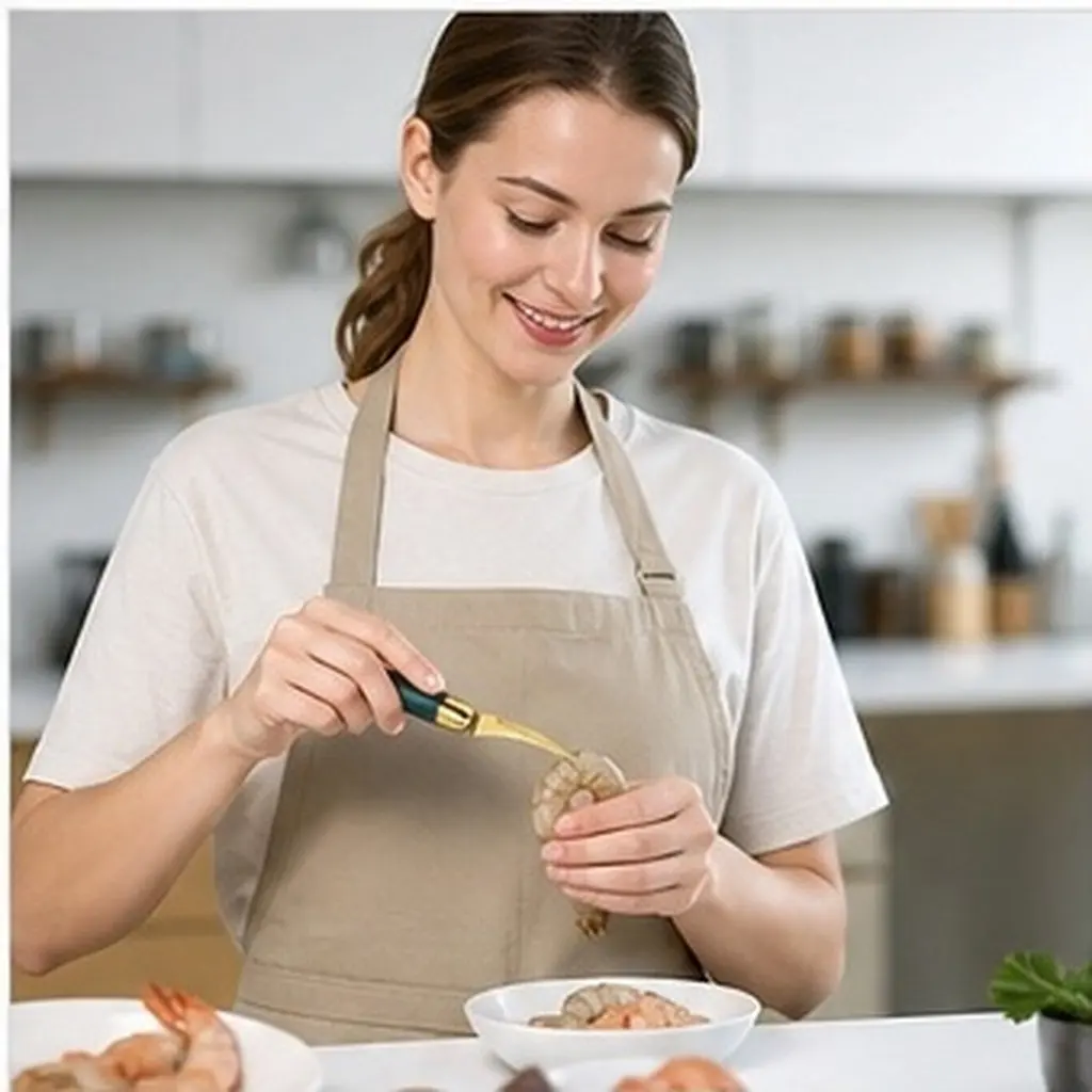 Shrimp Line Cleaning Cutter Humanized Design Comfort Grip Shrimp Peeler Tool for Quick Deveining Small Space Friendly Kitchen