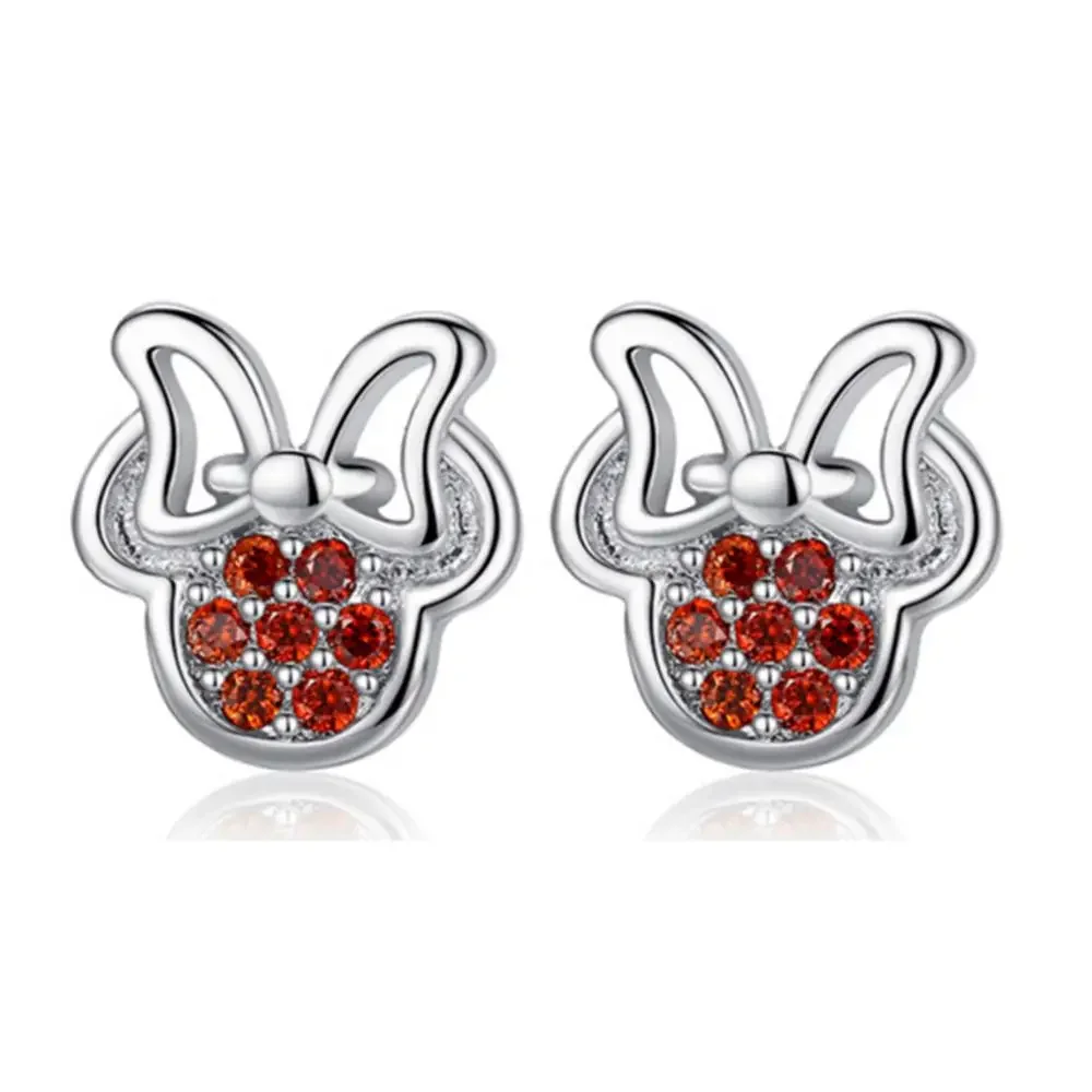 100% 925 Sterling Silver Crystal Cartoon Animal Charm Stud Earrings For Women Grils Kids 2020 Wedding Gift Female pendientes