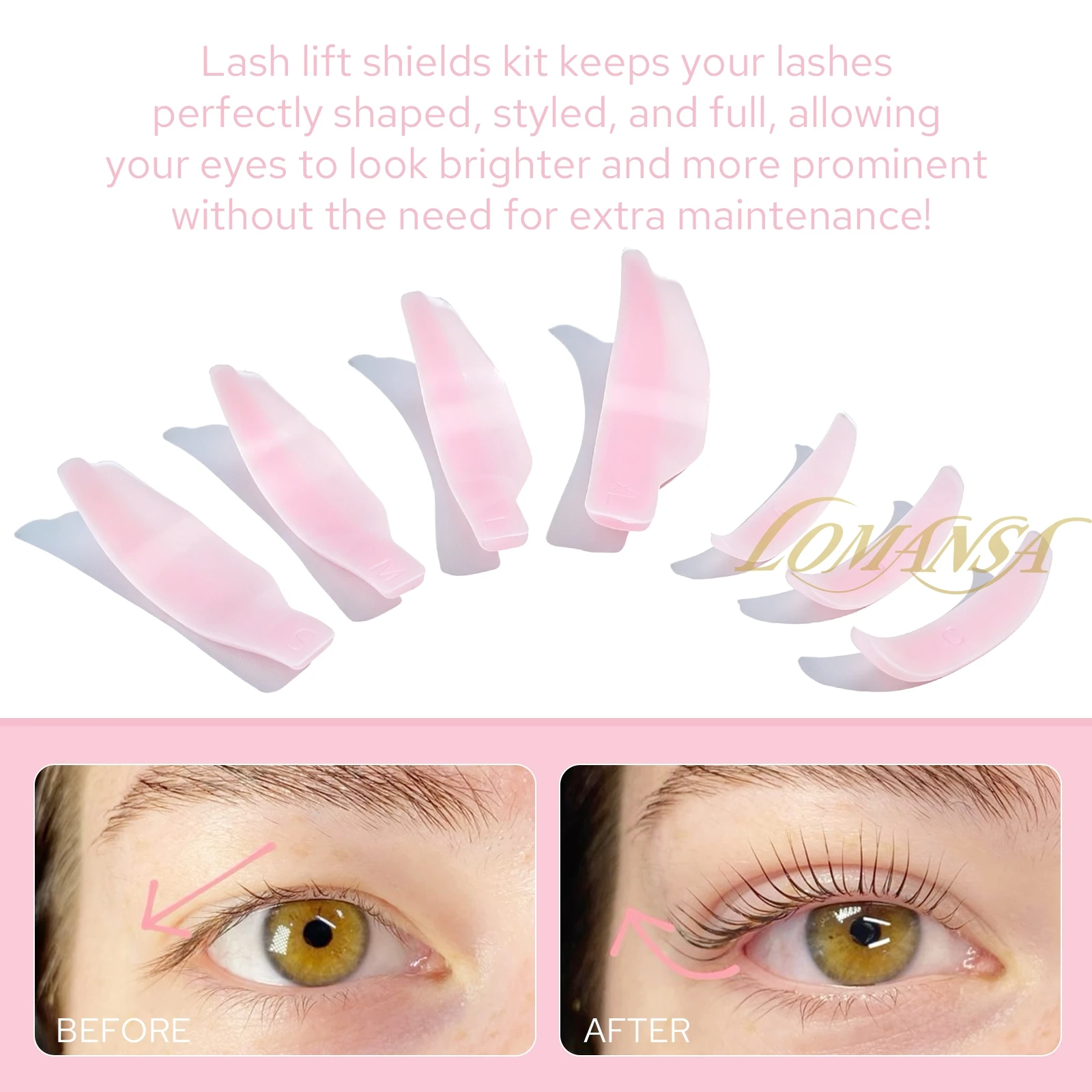 Lomansa 7 par L Curl Silicone Eyelash Perm Pads Sticky Lashes Rod Shield Lifting 3D Eyelash Curler Akcesoria do makijażu Narzędzie — zdjęcie 7