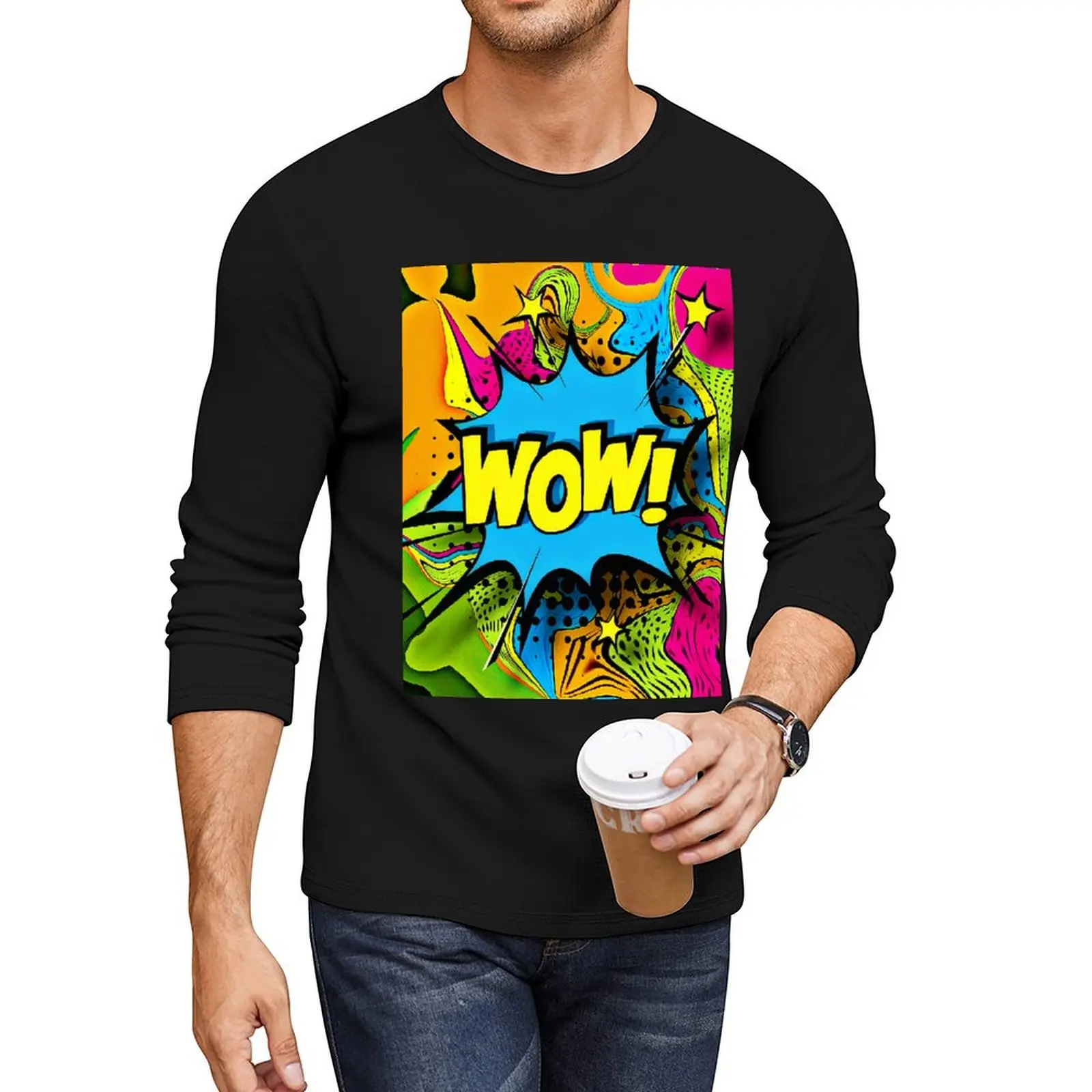 WOW. Bright colourful statement. Long T-Shirt graphic t shirts Men's clothing