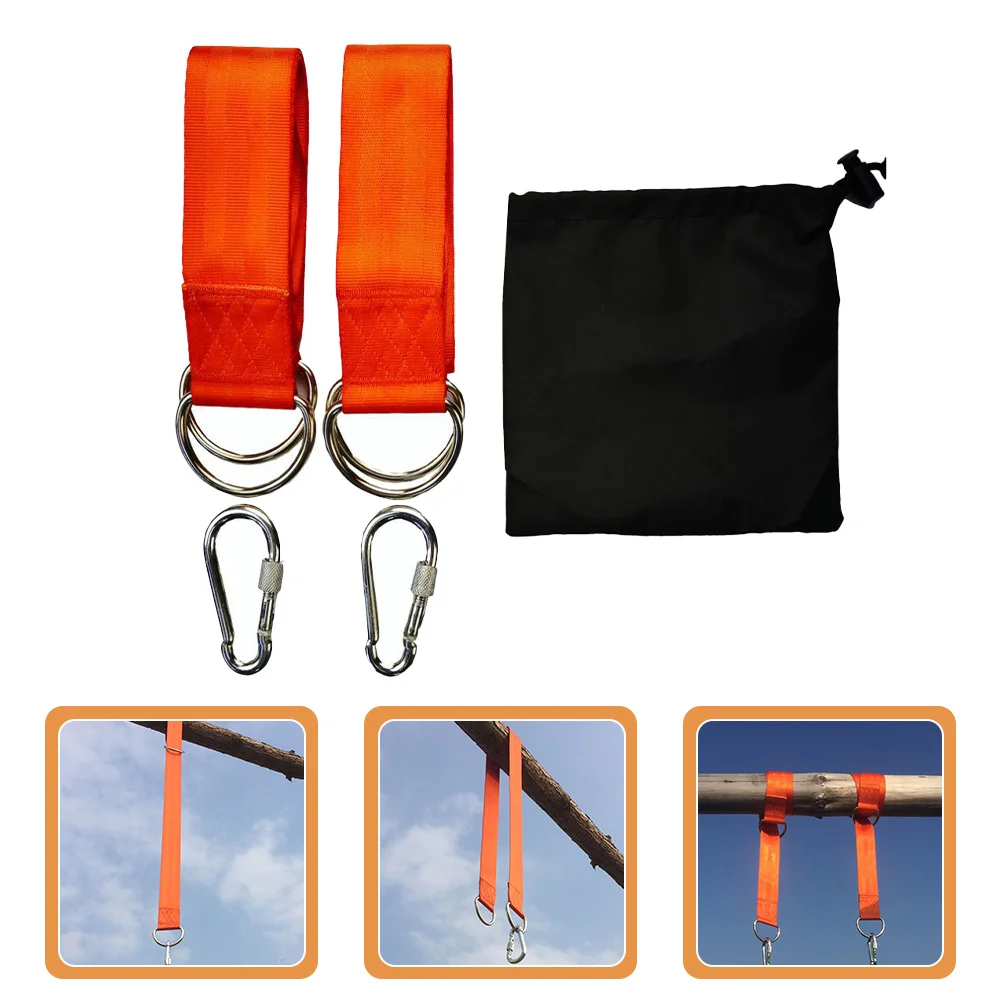 1Set Tree Swing Straps Reinforced Outdoor Hammock Ropes Camping Picnic Hanging Kit Stainless Carabiner Swing Hanging Straps