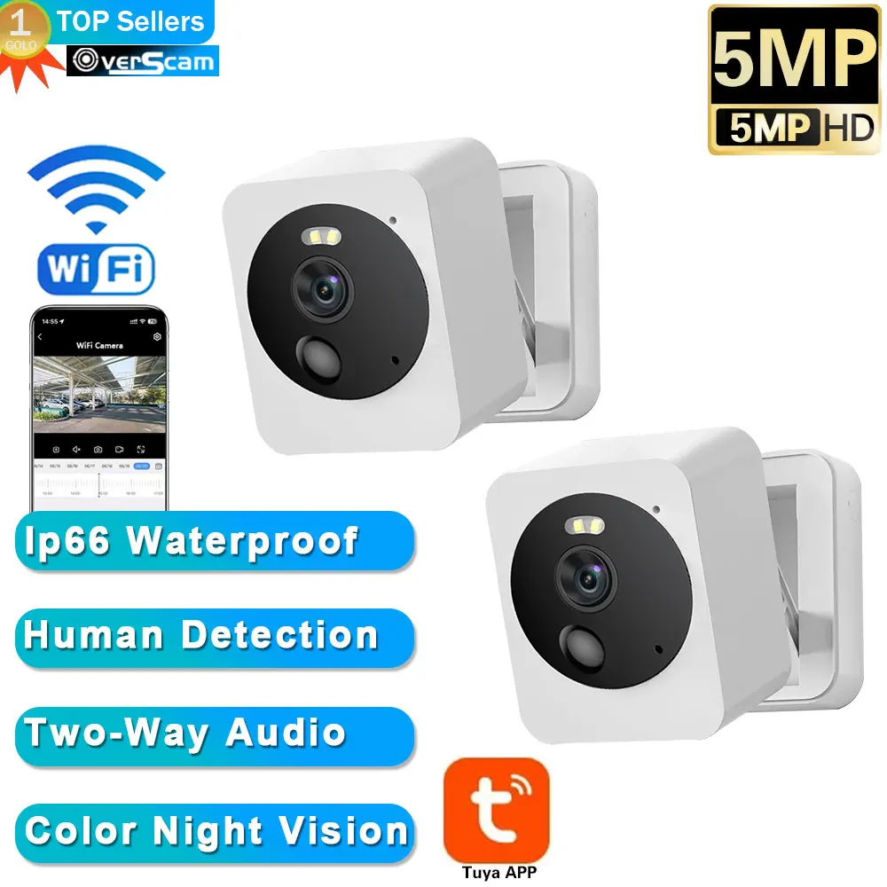 Tuya Smart Mini WiFi IP Camera Indoor Wireless Home Security AI Human Detect CCTV Surveillance Block Camera 5MP waterproof