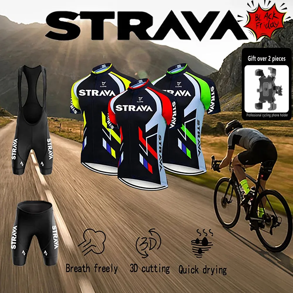 C2PH STRAVA Chaqueta de ciclismo para hombre Conjunto de manga corta atlética de montaña y carretera Black Friday Promoción por tiempo limitado Soporte para teléfono gratis