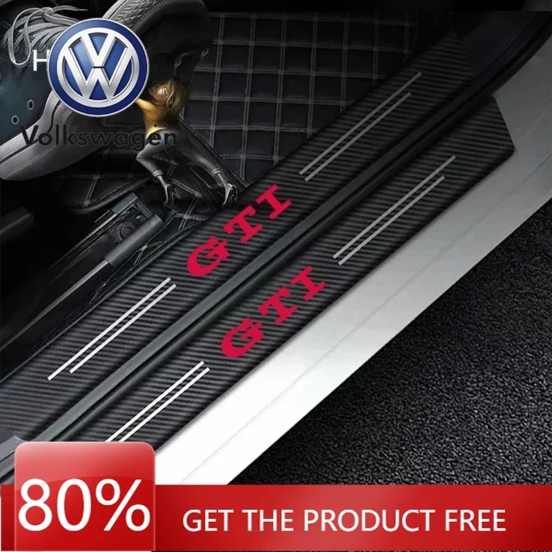 

For VW Volkswagen Jetta MK5 Golf 4pcs Leather Car Door Sill Sticker Anti-scratch Strip Trunk Protection For VW Golf 5 6 7 8 GTI