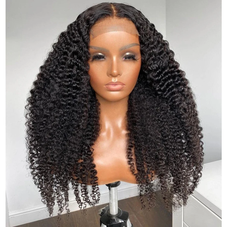 

Kinky Curly Human Hair Lace Front Wigs for Black Women Glueless Pre Plucked 360 Lace Frontal Wigs Natural Hairline withBaby Hair