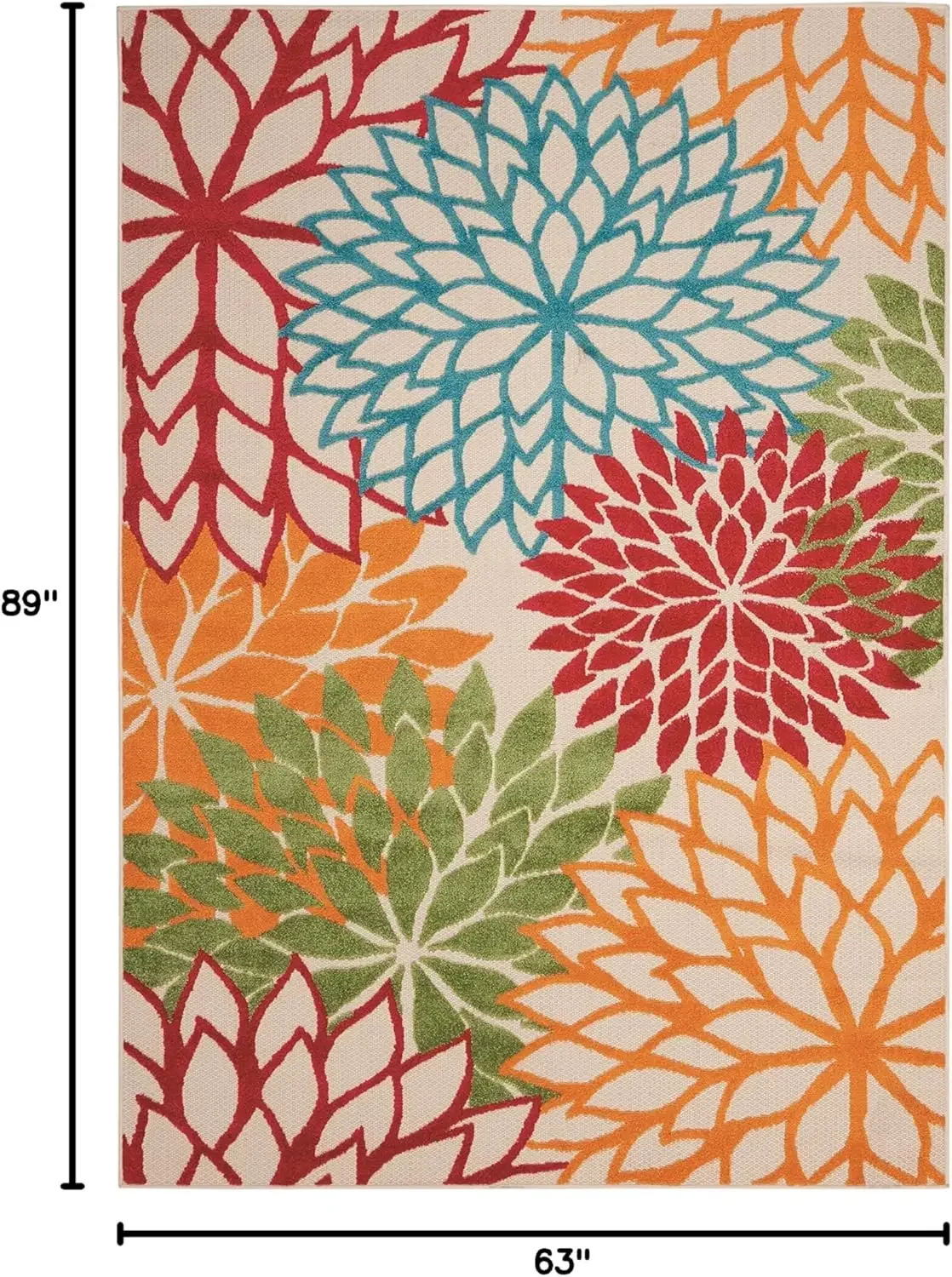 

Indoor/Outdoor Green Rug, Tropical Botanical Pattern, Easy to Clean, No Shedding (5ft x 7ft)