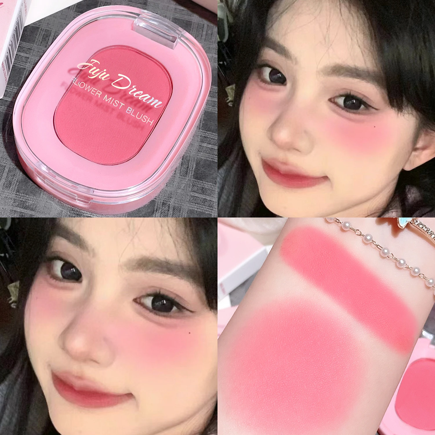 Monochrome flower mist blush powder fine matte brightens rouge natural nude powder pink trimming blush