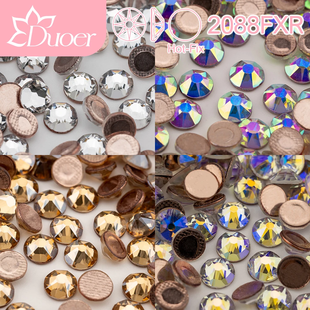 DUOER SS6-SS30 diamantes de imitación de cristal Hot-Fix 2088 de alta calidad, piedras brillantes con parte posterior plana para decoraciones de ropa DIY