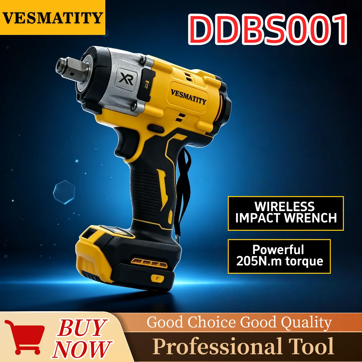 Vesmatity DDBS001 20V Cordless Brushless Impact Wrench High Torque Compact Tool For Truck Repair Assembly Pro Max Elite