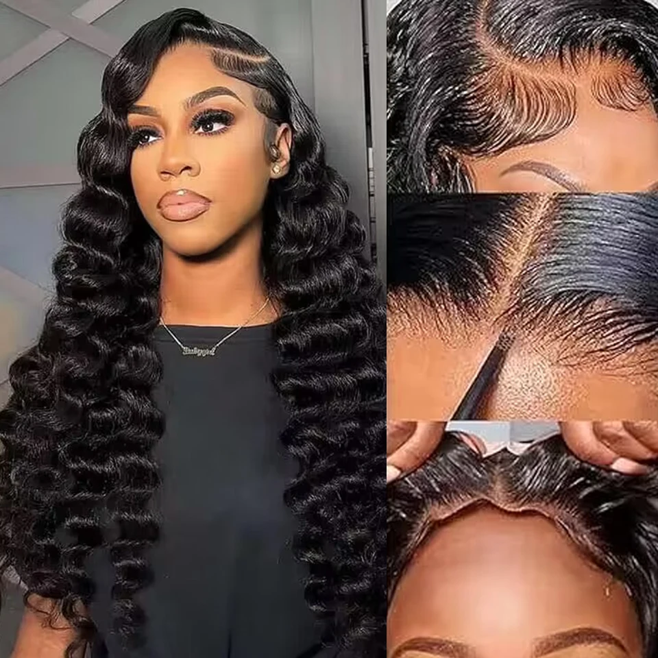 ISEE Hair Wear And Go Wig Loose Deep Wave Wig 6x4 HD Transparent Curly Loose Wave Wig Human Hair Wigs Glueless Lace Front Wig