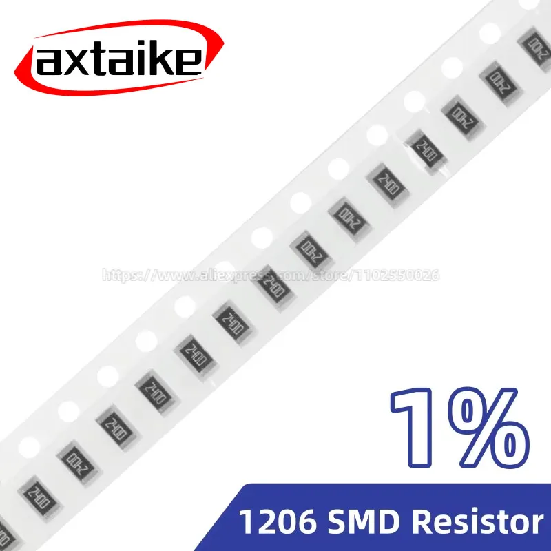 200PCS 1% 1206 SMD Resistor 0R ~ 10M 1/4W 1 10 100 150 220 330 470 510 680 910 Ohm Ω 1K 2.2K 10K 100K 1R 10R 100R 220R 330R 4K7