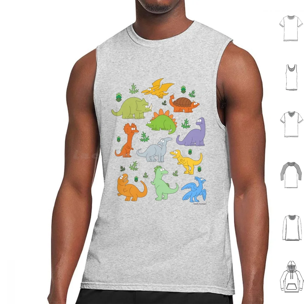 Dinosaurs Tank Tops Vest Sleeveless Dinosaur Dino Cartoon Prehistoric Pattern Science Natural History Paleontology School
