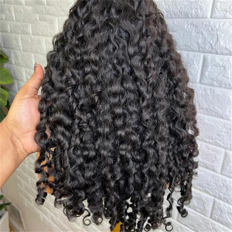 Soft Glueless Natural Black 26" Long Kinky Curly Deep Lace Front Wig For Women BabyHair 180%Density Preplucked Daily Cosplay