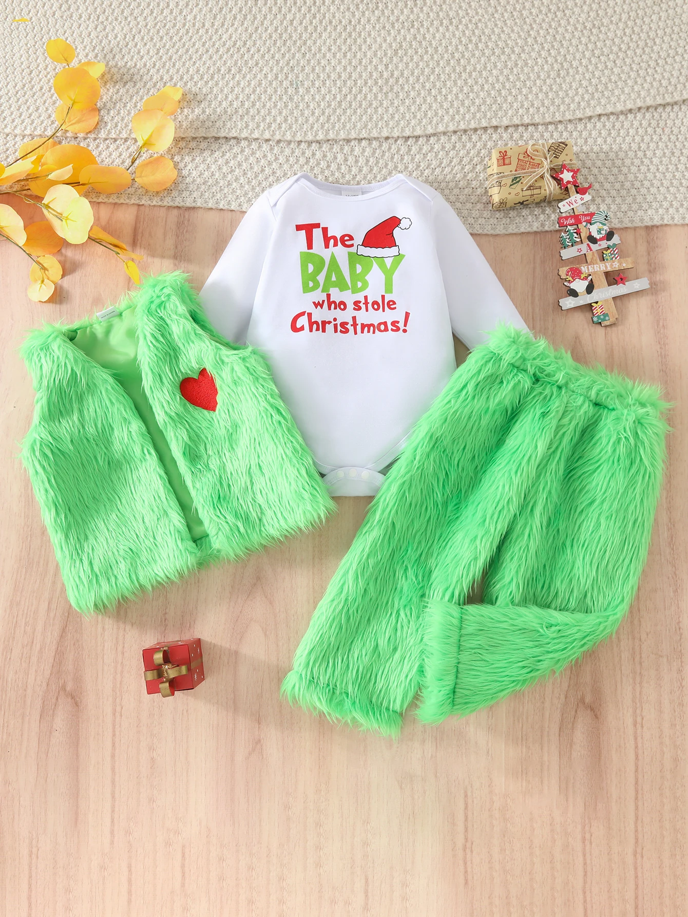 Winter Halloween Green Monster Costume 3-Piece Set