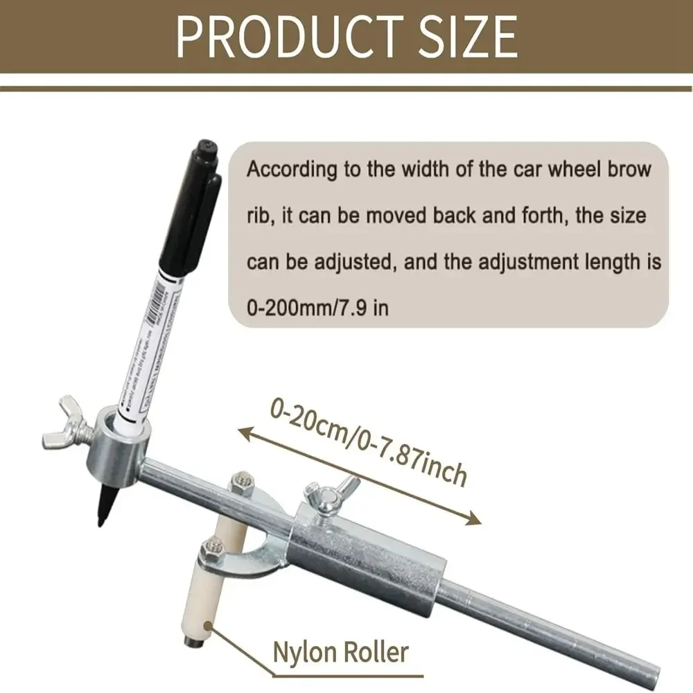 1xSilver  Car Wheel Eyebrow Scriber Body Line Marker Tool Automobile Wheel Arch Parallel Scriber for Car Sheet Metal Dent Repair