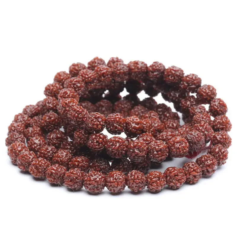 Tibetan Buddhism 108 Old Red Polish Rudraksha Prayer Bead Mala Necklace