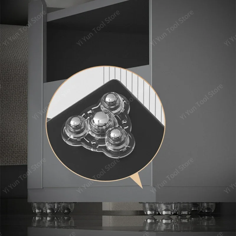 Self Adhesive Type Mute Ball Universal Wheel 4 Beads Furniture Casters Wheels 300Kg Stainless Steel Wheel 360° Rotation