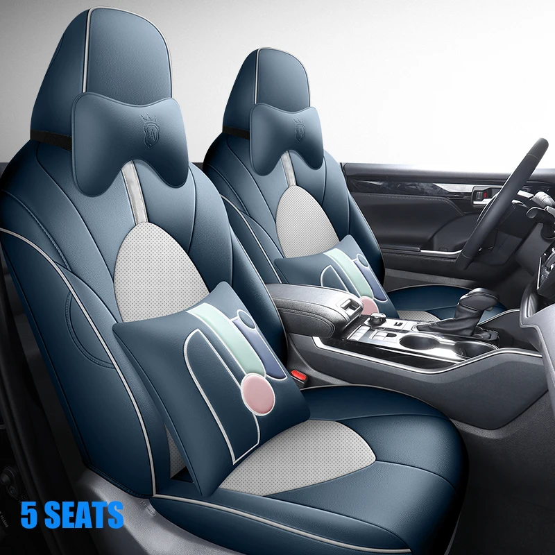 5 Seats Original Design Car Seat Covers For Toyota Highlander 2022-2024 Leather Seat Cushion Internal Decorative Accessories